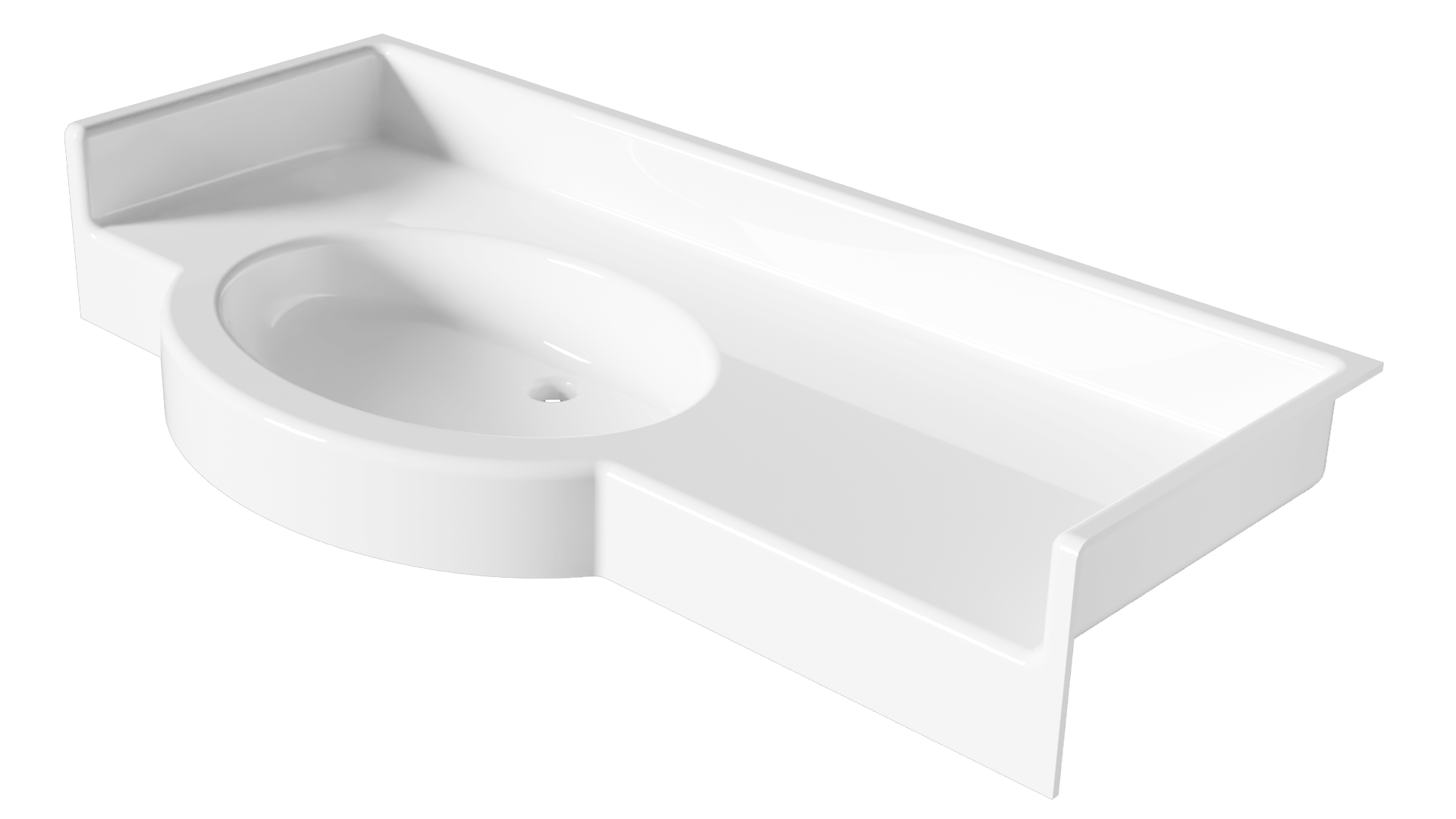 Plan vasque PMR en niche avec débord et vasque à droite, existe avec vasque à gauche PLECHATEL 6
