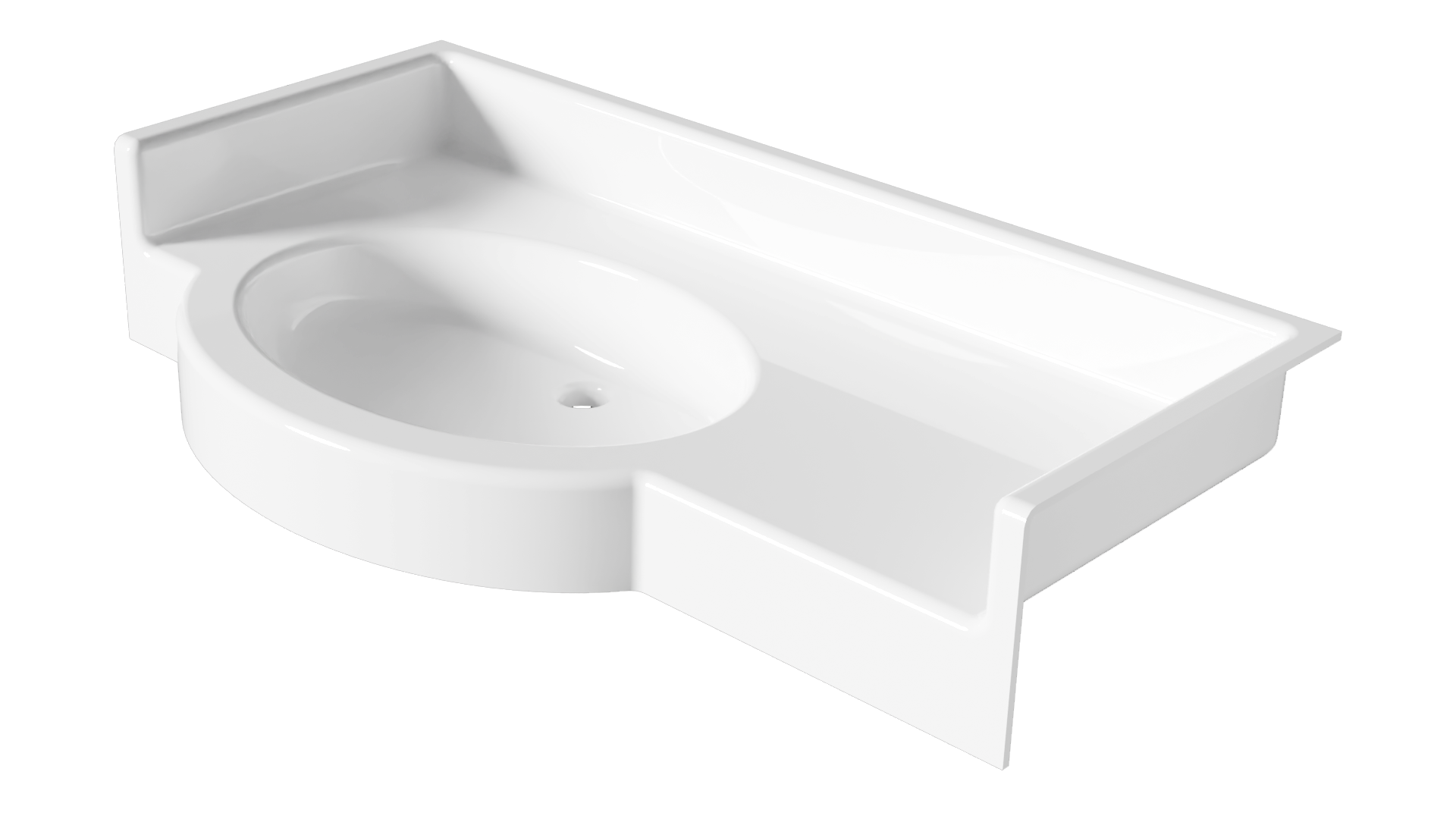 Plan vasque PMR en niche avec débord et vasque à droite, existe avec vasque à gauche et centrée PLECHATEL 8