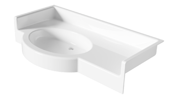 Plan vasque PMR en niche avec débord et vasque à droite, existe avec vasque à gauche et centrée PLECHATEL 8
